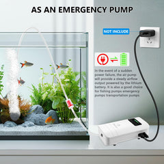 The fishkeeper emergency-switch air pump ensures seamless power transitions for reliable outage backup.