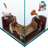 Fishnosh Aquarium Cave natural-look hideout with driftwood-inspired texture.