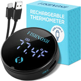 FishNosh aquarium thermometer front view showing glow-ready display for day and night readings.