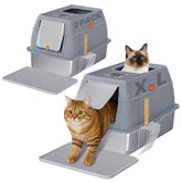 Fitrobust 2-pack stainless steel litter box with lid—durable and spacious for large cats.