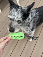 Fitryo dog football chew toy filled center keeps treats dispensing for extended interactive play