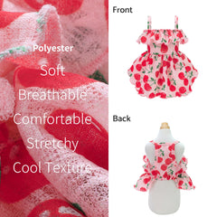 Fitwarm Cherry Dress cherry print emphasizes Hawaiian-inspired fun for summer outings.
