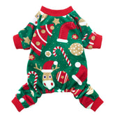 Fitwarm Christmas dog pajamas front view showing cozy velvet warmth for small pets.