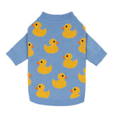 Fitwarm duck sweater on blue background offers cozy warmth for daily small-dog walks