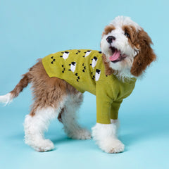 Fitwarm Funny Sheep Dog Sweater black base pattern for stylish winter wear
