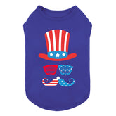 Fitwarm patriotic dog shirt front view with red, white, blue graphics for festive walks