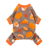 Fitwarm Pumpkin Dog Pajamas back view with harvest print for seasonal photos
