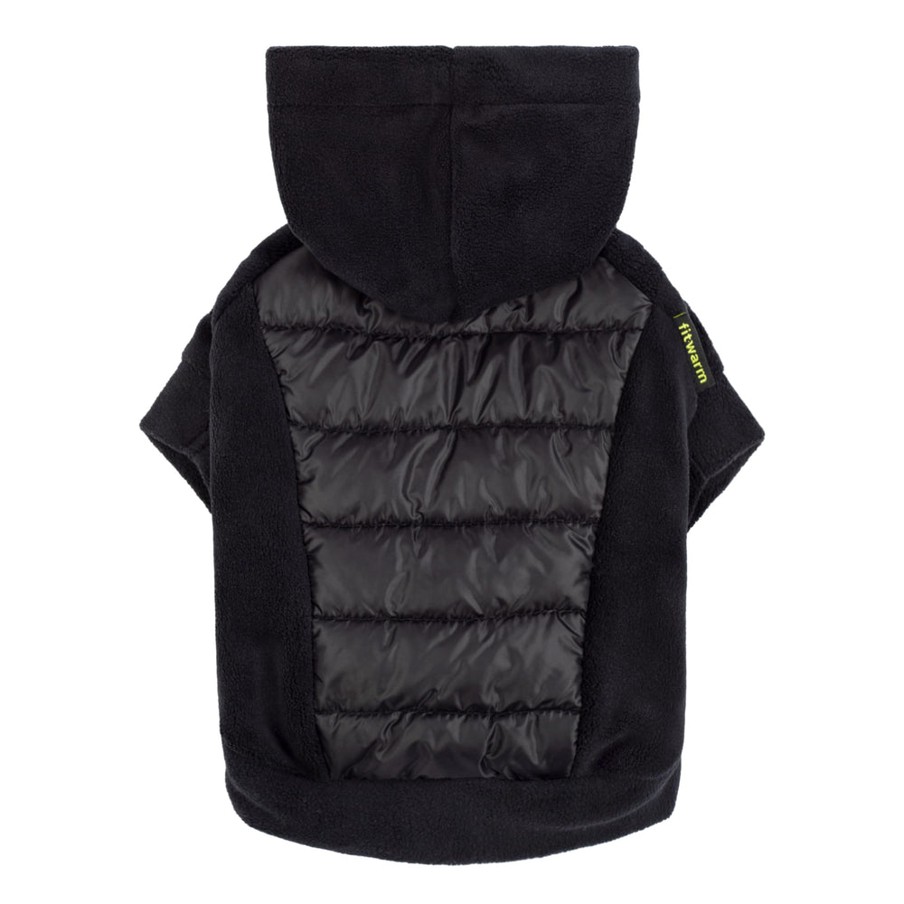 Fitwarm Quilted Fleece Dog Hoodie back view showcases lightweight warmth for small dogs.