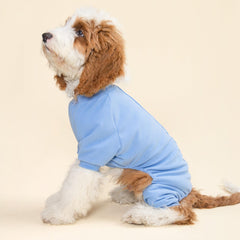 Fitwarm small dog pajamas light sky blue turquoise side view.