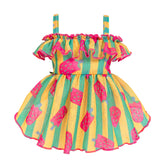 Fitwarm Strawberry Ice Pop Dress back view for small dogs, cooling summer style.