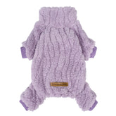 Fitwarm turtleneck fleece dog sweater pajamas in lavender, front view showing cozy warmth