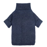 Fitwarm turtleneck knit dog sweater front view in heather navy provides cozy warmth