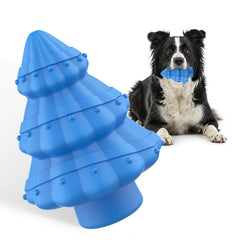 Fiveda Christmas Tree dog chew toy, festive blue, durable play and mental stimulation.