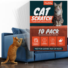 FixZilla cat scratch protector pack shot demonstrates durable defense for upholstery against clawing