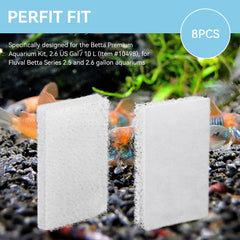 FKBYM pad-fit comparison showing snug compatibility with Fluval Betta 2.5/2.6 gal