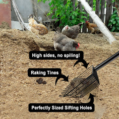 FKXQJS 2-in-1 scooper and rake parts shown for durability.