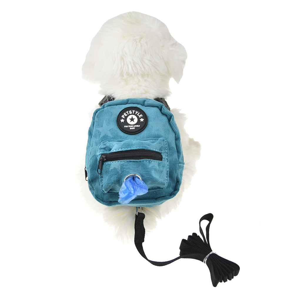 FLAdorepet dog backpack harness blue back view with breathable mesh comfort