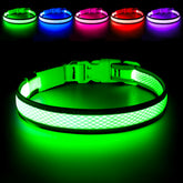 Flashseen collar LED para perro encendido, mejor visibilidad en paseos nocturnos.