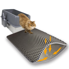 Flasidu cat litter mat double-layer top layer traps litter for cleaner floors.