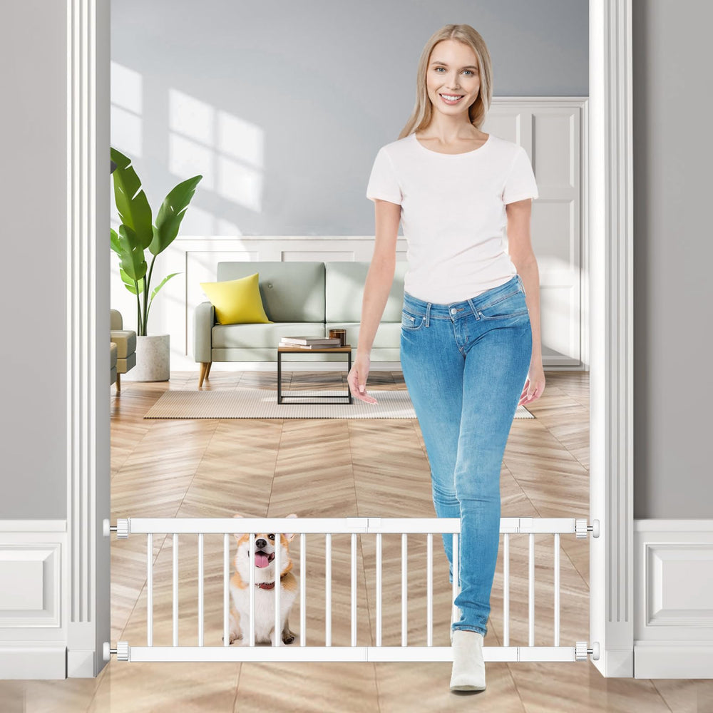 Fldofaves dog gate extension kit shows adjustable width for wide openings