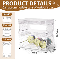 Flenpptly cat can organizer capacity view shows 3oz to 12oz compatibility.