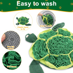 FLERDMAU Snuffle Mat interactive puzzle dog-sniff image shows brain-stimulating enrichment during treats.