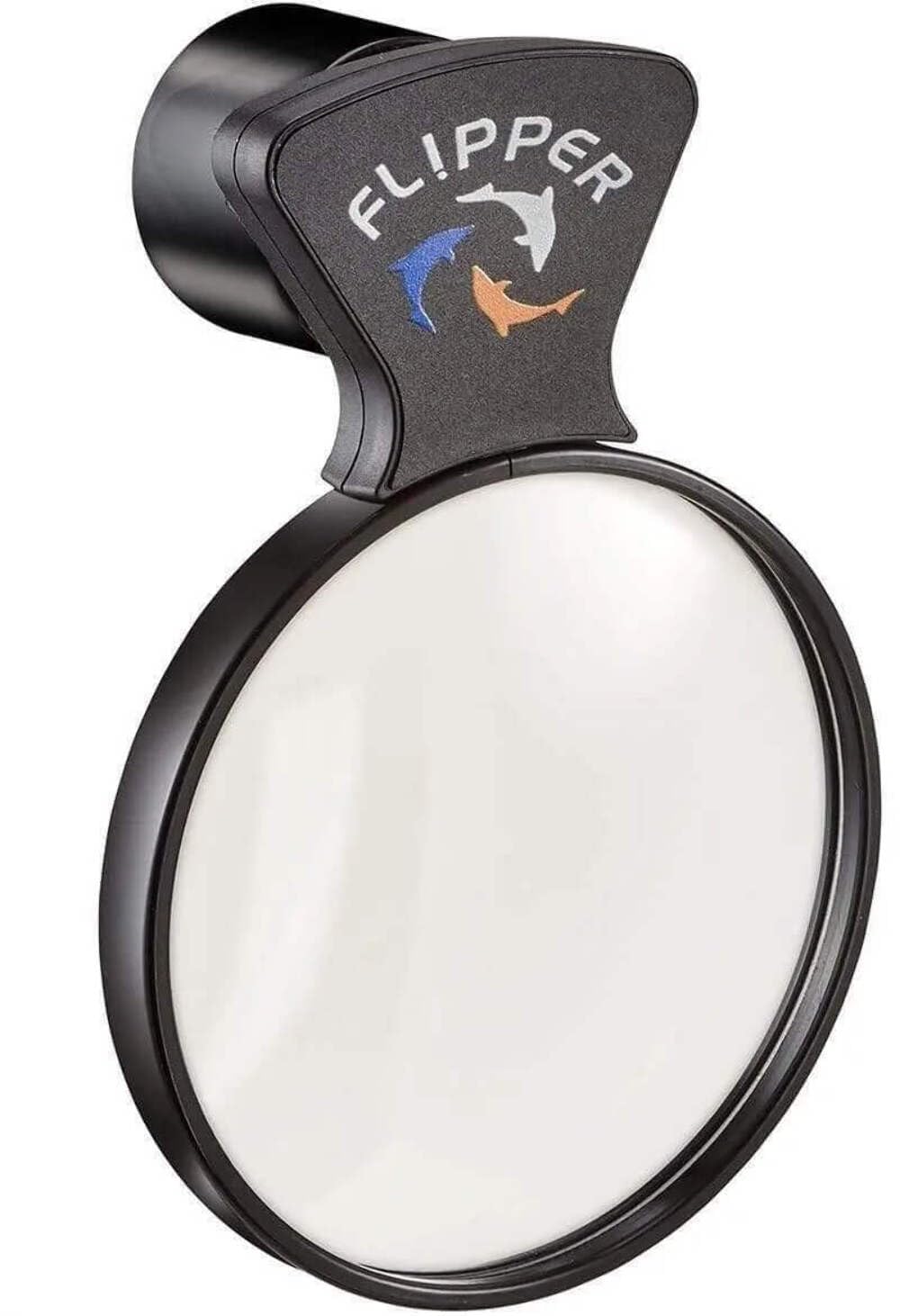 FL!PPER DeepSee 4in magnetic aquarium viewer lens on glass tank for distortion-free underwater viewing