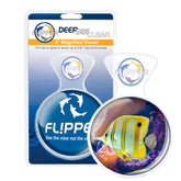Flipper DeepSee 4-inch lens view through tank glass for magnified underwater details.