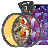 FL!PPER DeepSee orange filter on Nano 3 magnifier enhances coral colors for vivid reef photography.