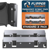 Flipper Standard scraper blade pack 2 front view showing quick-install stainless steel blade for glass tanks.