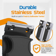 Flipper Standard blade pack 2 underwater use image demonstrates glass tank cleaning efficiency.