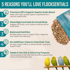 Flocksentials dehydrated veggies close-up, safe bite-sized pieces reduce choking risk.