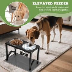 Flodomix elevated dog bowls close-up shows thickened stainless bowls built for durability.