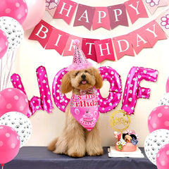 floofelove birthday-bandana-1 front view for coordinating dog party styling