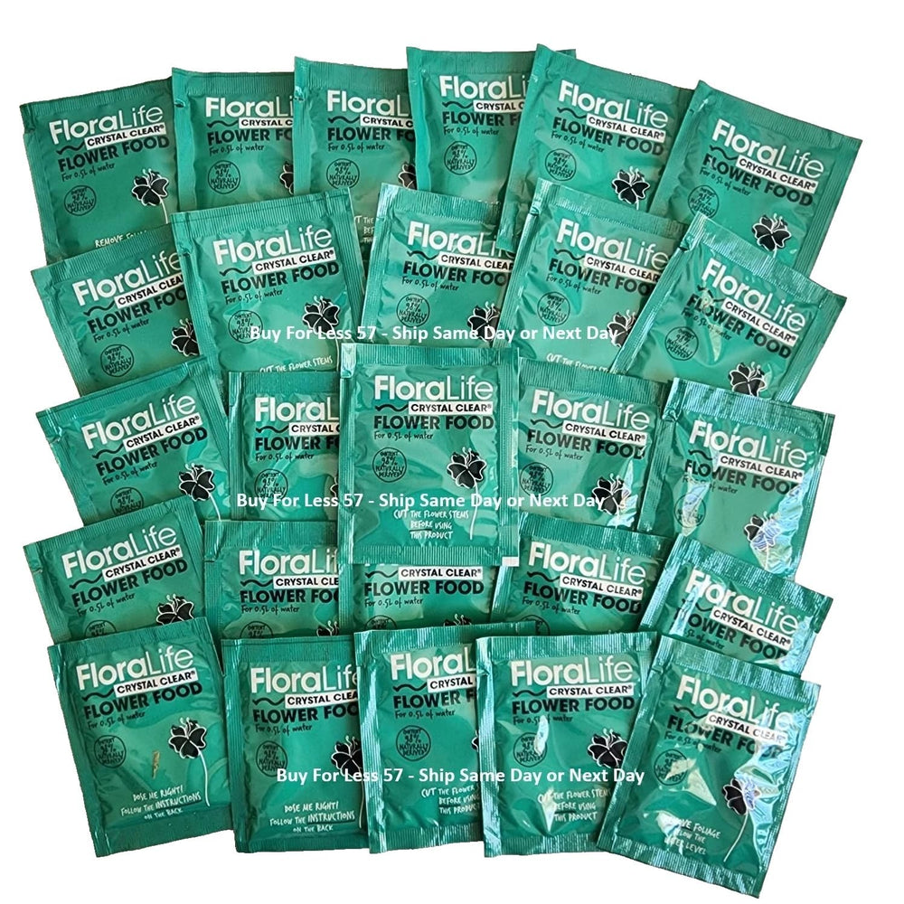 Floral Supply cut flower food crystal-clear packets for longer-lasting blooms
