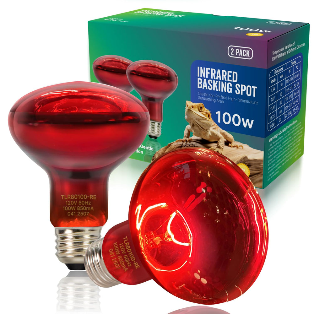FLSNT 2-pack reptile red heat lamp bulbs pack shot showing infrared warmth for basking
