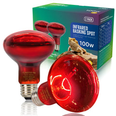 FLSNT 2-pack reptile red heat lamp bulbs pack shot showing infrared warmth for basking