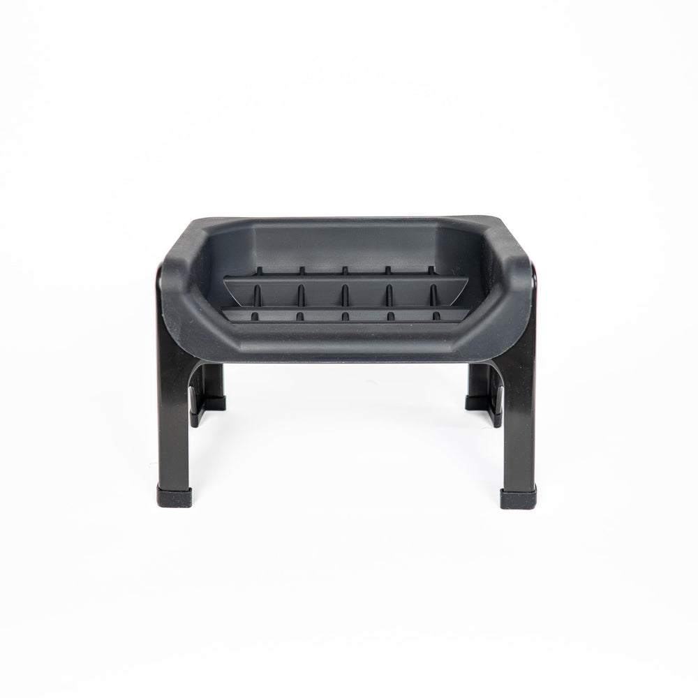 Fluff Trough elevated slow feeder dog bowl showing a stable non-slip base for mess-free meals.
