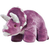 Fluff & Tuff Charlie Triceratops plush dog toy front view promotes long-lasting fetch play.