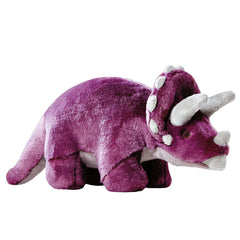 Fluff & Tuff Charlie Triceratops plush dog toy side view supports vigorous chewing and grip.