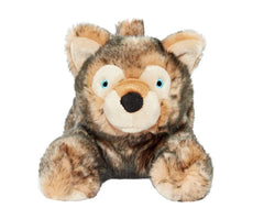 Fluff & Tuff Lobo Wolf Pup stitching closeup shows concealed double stitches for durability.