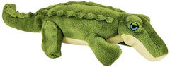 Fluff & Tuff Savannah Baby Gator 7-inch plush toy for tugging and squeaking.