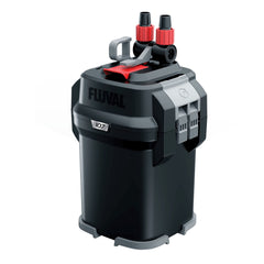 Fluval 107 Performance Filter front view highlights rugged build for quiet, efficient filtration.