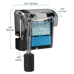 Fluval AC30 media compartment shows filter media for efficient mechanical filtration.