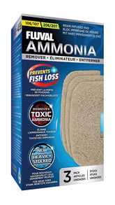 Fluval ammonia remover pad 3-pack in packaging promotes clean water.