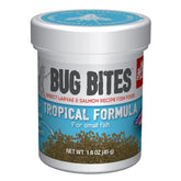 Fluval Bug Bites tropical fish food showing BSFL larvae as first ingredient for nutrition
