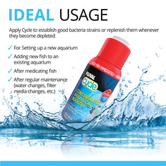 Fluval Cycle bottle pouring into aquarium water to start beneficial bacteria
