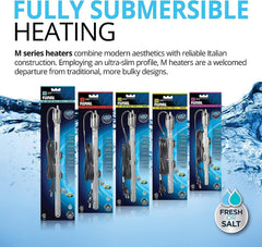 Fluval M 100W heater with mirror technology blends with tank surroundings.