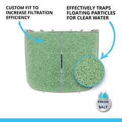 Fluval phosphate remover pad closeup reveals dual-layer media for debris capture and phosphate control.