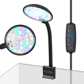 FluviRay Mini Clip-On Light on tank highlights vivid colors for a small nano tank.